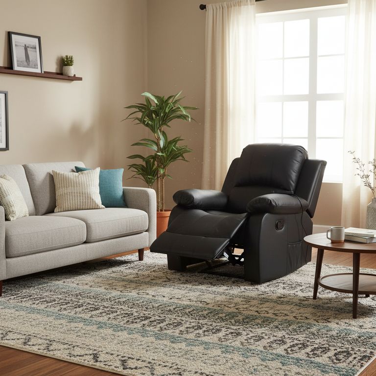 Sillón Reclinable Masajeador Calentador 1 cuerpo Atlanta 91x101x94 cm Negro