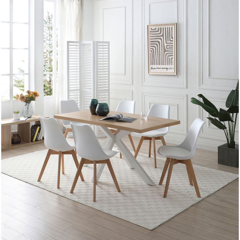 Juego de Comedor 6 Sillas Mesa Rectangular 150x80x75 cm Madera