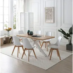 JUST HOME COLLECTION - Juego de Comedor 6 Sillas Mesa Rectangular 150x80x75 cm Madera