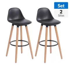 JUST HOME COLLECTION - Set 2 Sillas Bar Presley Negro 92x39.5x42.5 cm