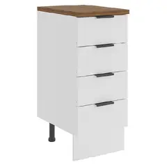 JUST HOME COLLECTION - Mueble de cocina base blanco 4 cajones con cubierta