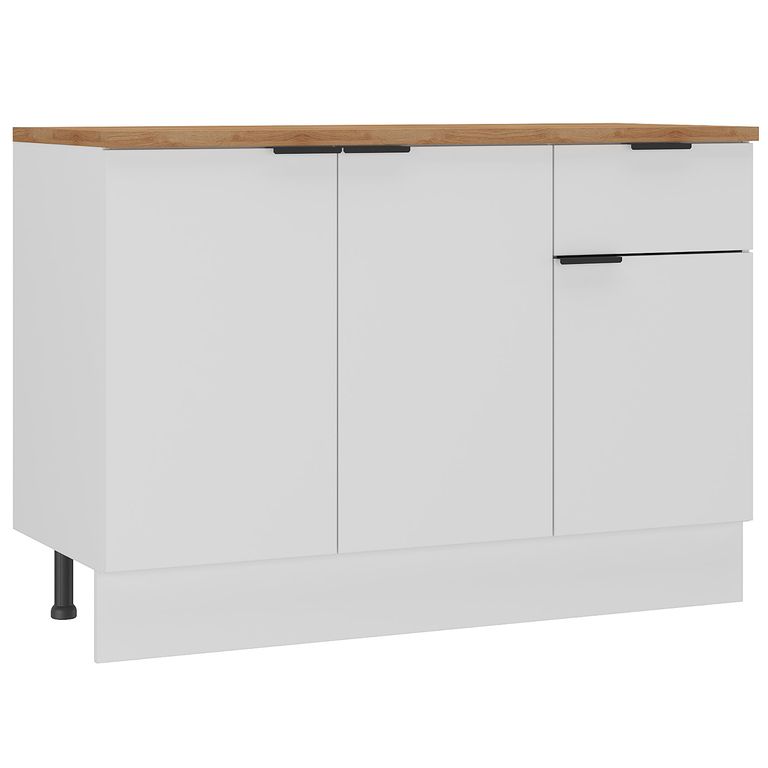 Mueble de cocina base 120 cm con cubierta 3 puertas 1 cajón