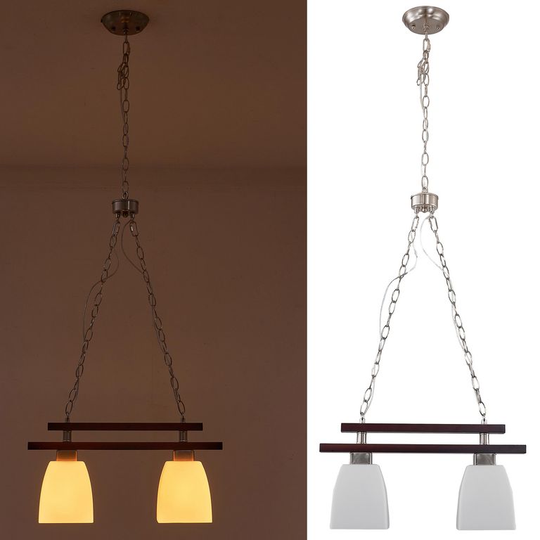 Lámpara Colgante 2 Luces Vidrio Blanco