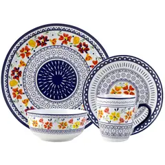 JUST HOME COLLECTION - Juego de Loza 16 Piezas Porcelana Multicolor