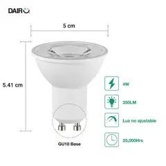 DAIRU - Pack 3 Ampolletas Led 4 W GU10 370 lm Luz Cálida
