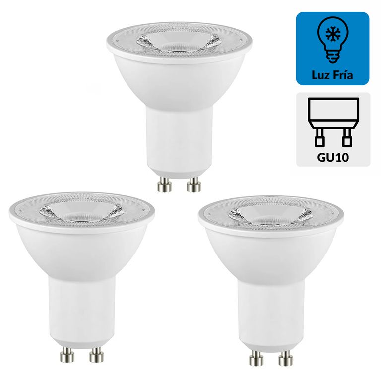 Pack 3 Ampolletas Led 4 W GU10 370 lm Luz Fría