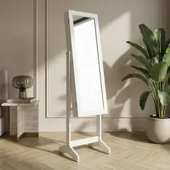 JUST HOME COLLECTION - Espejo Joyero Organizador Rectangular 150x41 cm Blanco