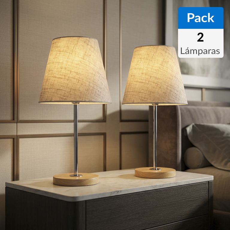 Pack 2 Lámparas de Mesa E27 Natural