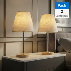 JUST HOME COLLECTION - Pack 2 Lámparas de Mesa E27 Natural