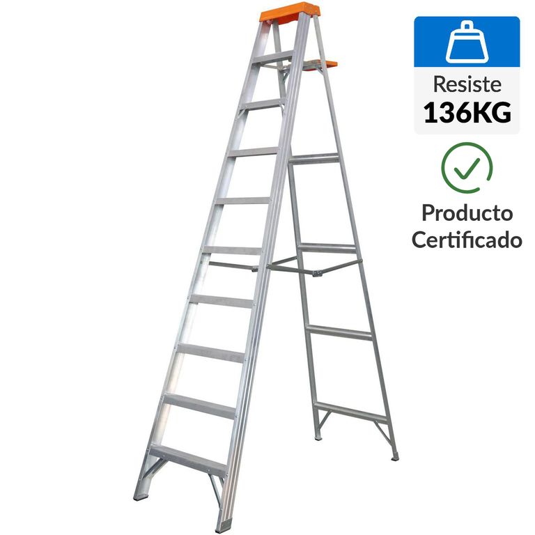 Escalera De tijera Aluminio 3.10 m 9 Peldaños