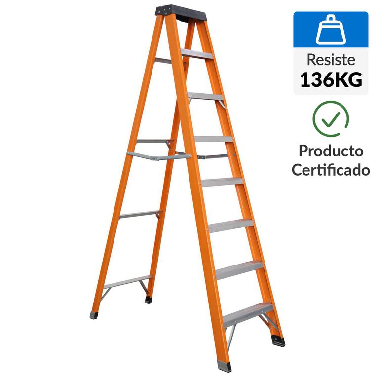 Escalera De tijera Fibra de Vidrio 2.48 m 7 Peldaños