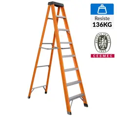 UBERMANN - Escalera De tijera Fibra de Vidrio 2.48 m 7 Peldaños