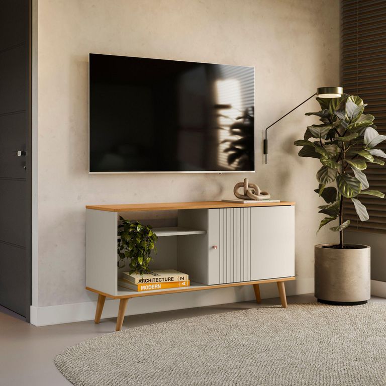 Mesa de TV 50 " Rubi Natural/Beige 120x64x36 cm