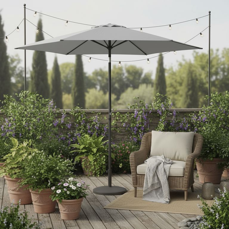 Quitasol para Terraza Poliéster 2.7x2.35 metros Taupe; Negro