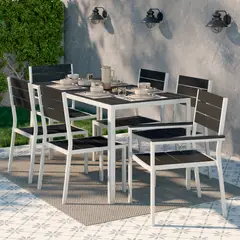 JUST HOME COLLECTION - Juego de Balcón de Terraza Frankfurt 6 Personas Gris