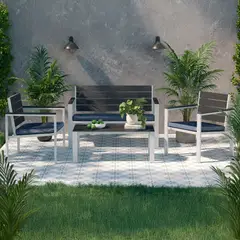 JUST HOME COLLECTION - Juego de Balcón de Terraza Frankfurt 4 Personas Gris