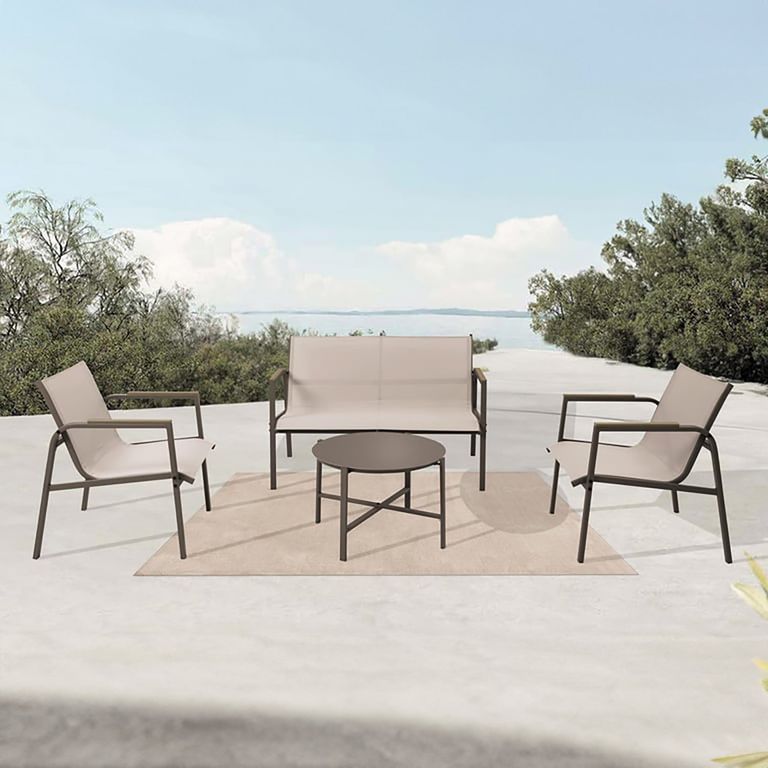 JUST HOME COLLECTION - Juego de Terraza Living Dubo 4 Personas Taupe ...