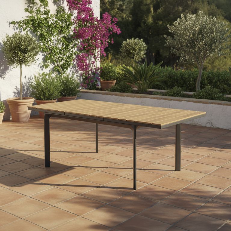 Mesa de Terraza Extensible 140 a 200 cm Rectangular Aluminio Natural
