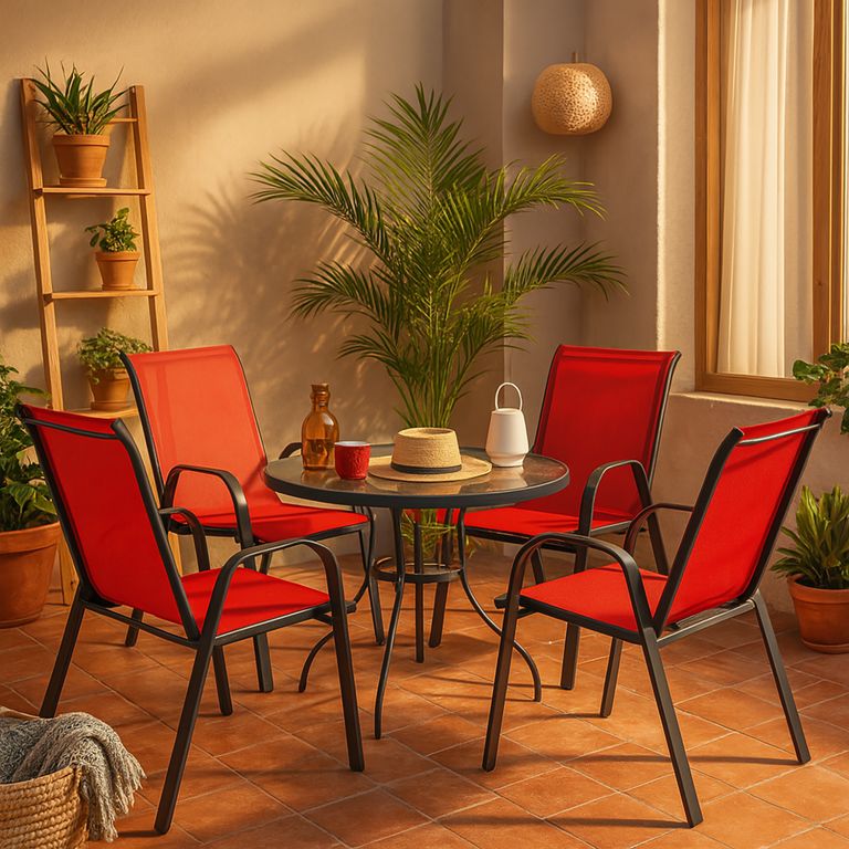 Silla de terraza sling roja