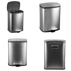 JUST HOME COLLECTION - Papelera 5 Litros Polipropileno/Acero Inoxidable Plateado
