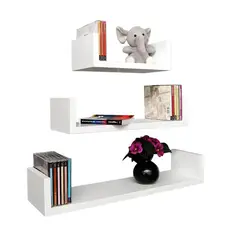 JUST HOME COLLECTION - Set 3 Repisas Melamina 3 Nivel(es) 42x42x9.8 cm Blanco