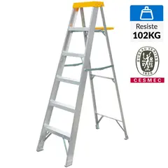 BAUKER - Escalera De tijera Aluminio 1.88 m 5 Peldaños