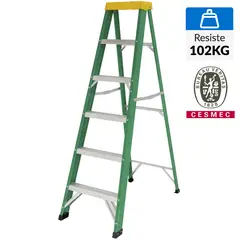 UBERMANN - Escalera De tijera Fibra de Vidrio 175 cm 5 Peldaños