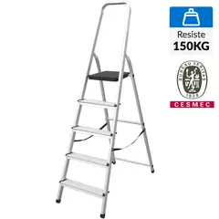 BAUKER - Escalera + plataforma De tijera Aluminio 179 cm 5 Peldaños