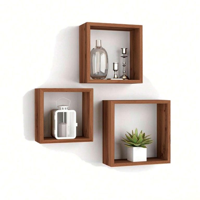 Set 3 Repisas Melamina 3 Nivel(es) 30x30x12 cm Wengué