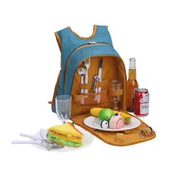 KLIMBER - Mochila con Accesorios de Picnic 5 Litros Azul/ Mostaza
