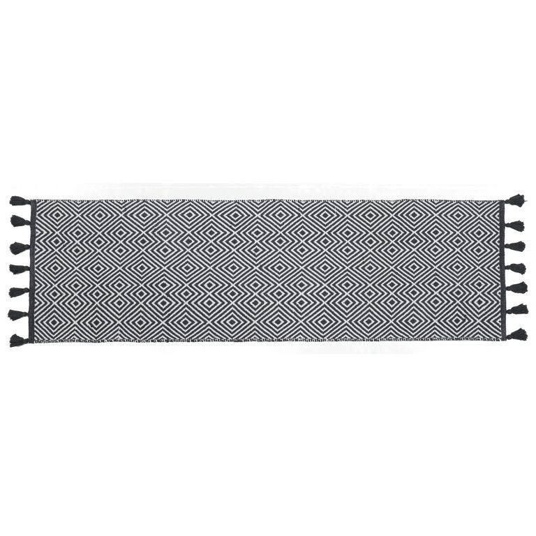 Alfombra Algodón 60x200 cm Algodón Blanco/Gris