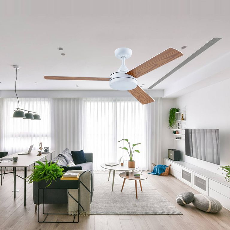 Ventilador de Techo Zaro con Luz Led 3 Aspas Madera Color Reversible