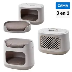 CURVER - Cama, casa y transportadora para Perro y gato 42x60x39 cm Gris