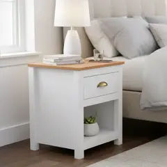 JUST HOME COLLECTION - Velador 1 Cajón(es) China 46x55x39.7 Café, Blanco