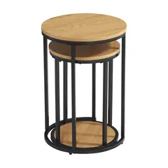 JUST HOME COLLECTION - Mesa auxiliar Rio Natural y Negro 40x40x58 cm