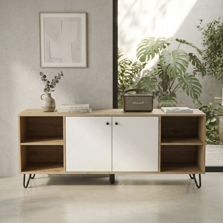 Mesa de TV 65 " Tonga Café, Blanco 152x63x39 cm