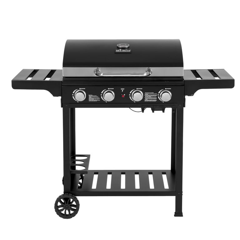 MR BEEF Parrilla a Gas Plus 4 Quemadores con Bandejas y Termómetro