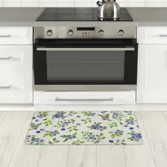 JUST HOME COLLECTION - Limpiapiés Floreado 45x75 cm PVC Gris/Azul/Verde
