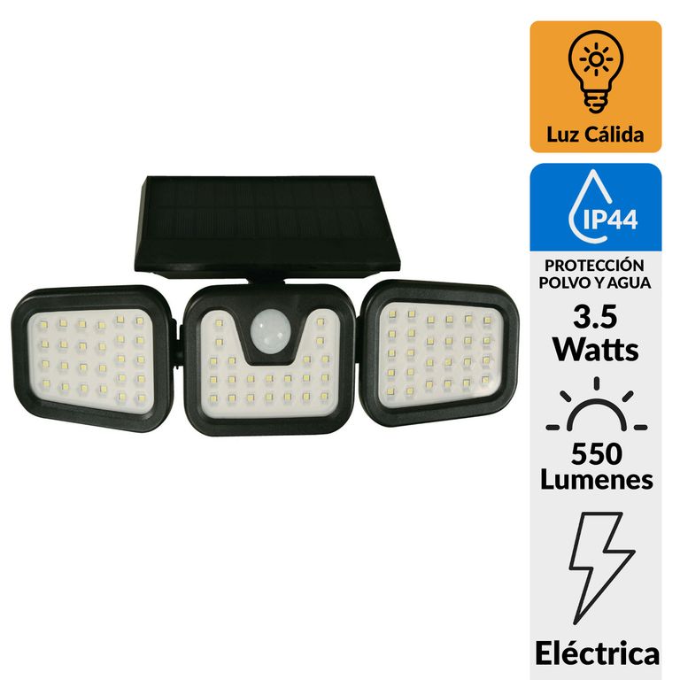 Aplique Solar con Sensor Trío 3.5 W IP 44 550 lm Luz Cálida