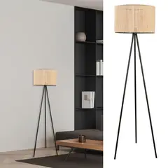 JUST HOME COLLECTION - Lámpara Pie Fray 1L E27 Negro/Natural