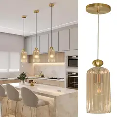 JUST HOME COLLECTION - Lámpara Colgante Metal Amarillo/Dorado