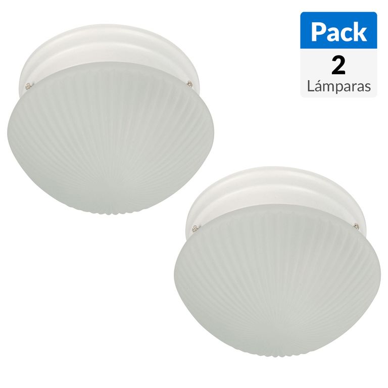 Pack 2 Plafones Vidrio Blanco