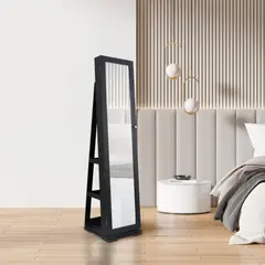 JUST HOME COLLECTION - Espejo Joyero Giratorio Organizador 38x160 cm negro