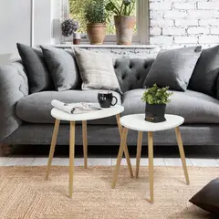 JUST HOME COLLECTION - Set 2 Mesas Bulls-Kreuz Blanco 50x42x48 cm