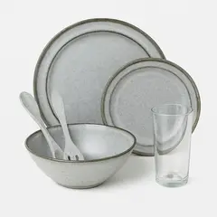 undefined - Combo Juego de Loza 26 piezas Melamina Look Gres 6 personas + vasos vidrio