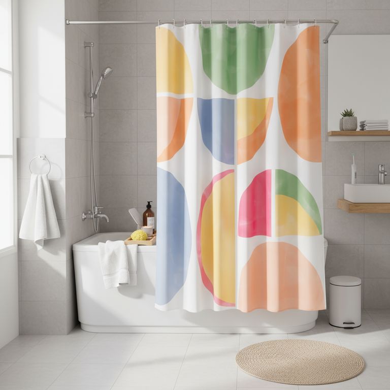 Cortina Baño Tela Blocks 178x180 cm