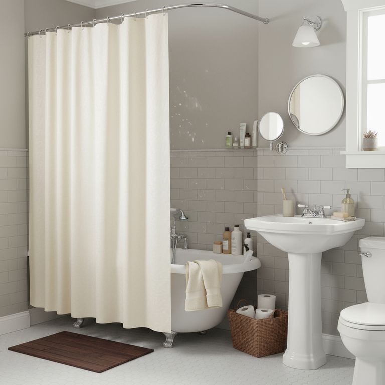 Forro Cortina Baño Beige con Argollas 178x180cm con Iman