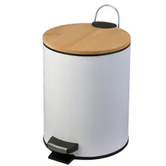 JUST HOME COLLECTION - Papelero 5 Litros Metal, bambú Blanco