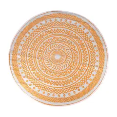 JUST HOME COLLECTION - Alfombra Boho 180x180 cm Polipropileno Amarillo; Blanco