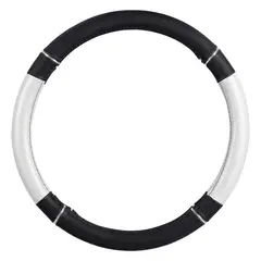 AUTOSTYLE - Cubre volante PVC 38 cm Negro/Plateado